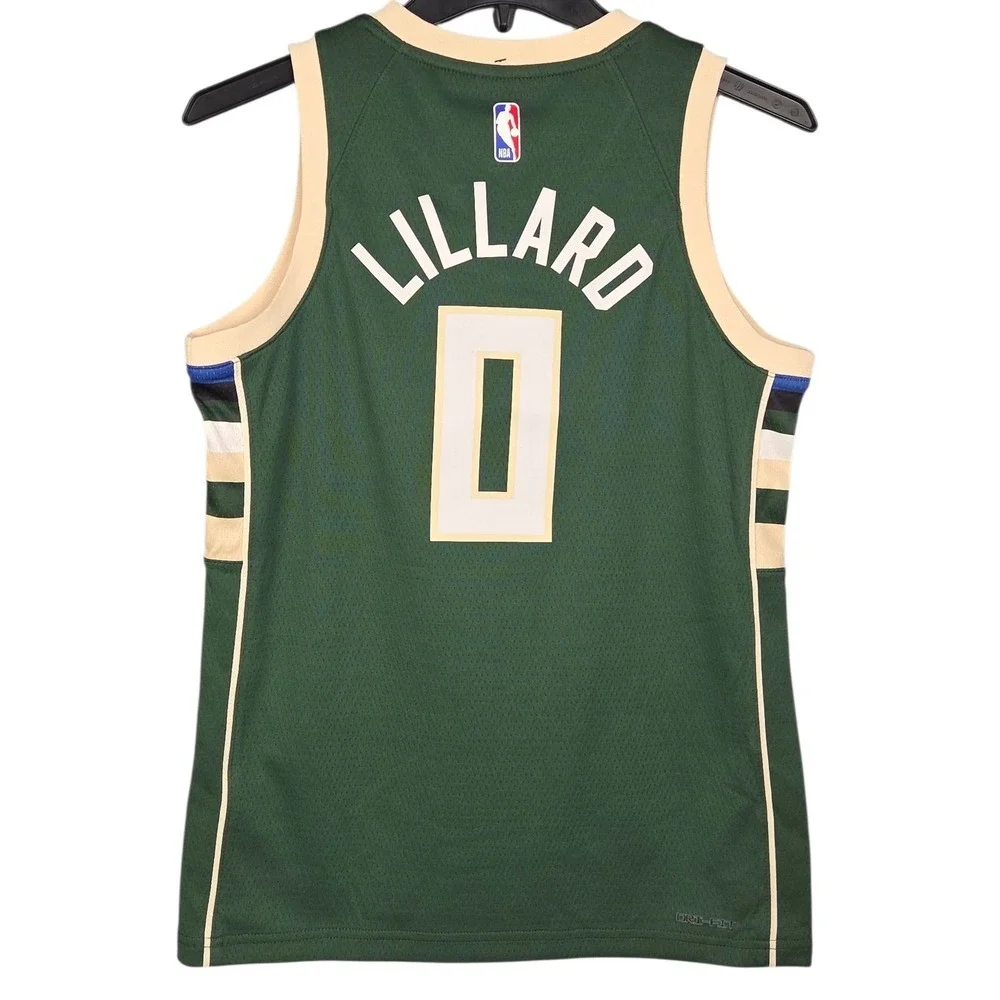 Milwaukee Bucks Damian Lillard‎ Jersey Youth Medium Nike NBA Green Swingman New